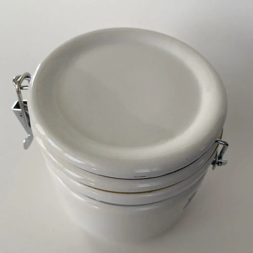Winsome Brown Sugar Canister Ceramic Wire Bail Clamp Lid Vintage Kitchen Jar 80s